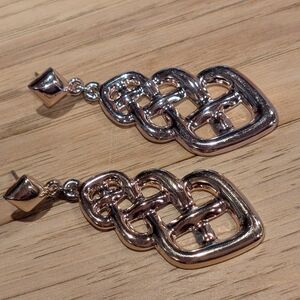 Silver Geometric Drop Earrings